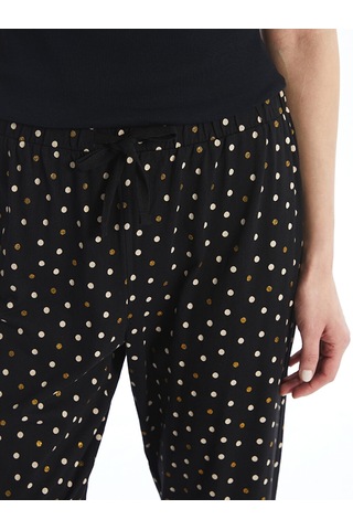 Lcw Dream Siyah Beli Lastikli Puantiyeli Kadın Jogger Pijama Alt