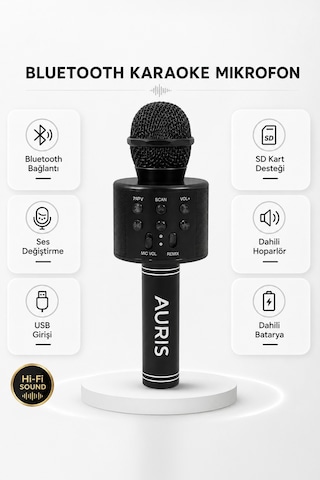 Bluetooth Karaoke Mikrofon Kablosuz Hoparlörlü Mikrofon Usb Şarjlı Telefon Uyumlu