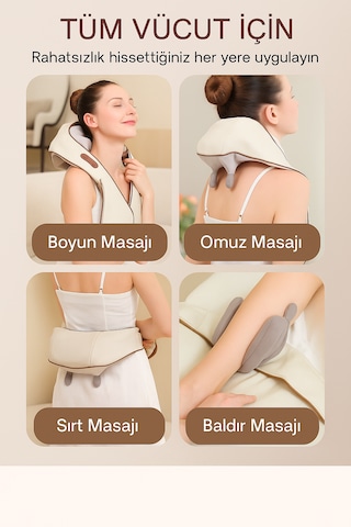 Isıtmalı Yoğurma Masaj Aleti Boyun, Omuz Ve Sırt Masah Aleti