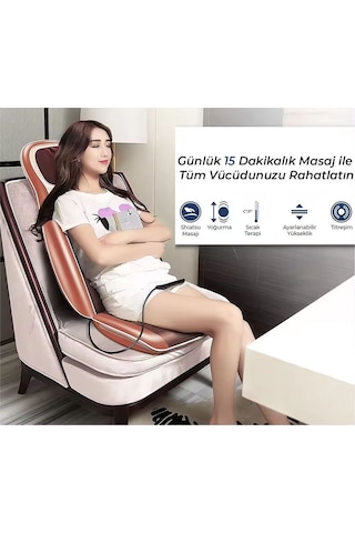 Ovmalı Isıtmalı Masaj Minderi Kahverengi