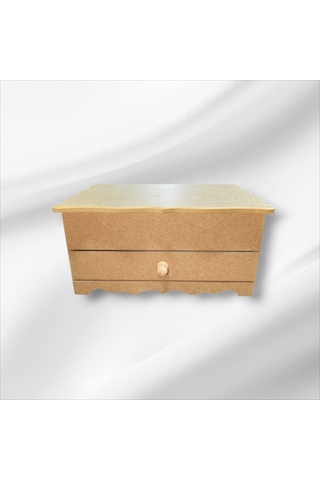 Ahşap-boyanabilir-4bölmeli-1çekmeceli- Takı-makyaj-organizer Kutu