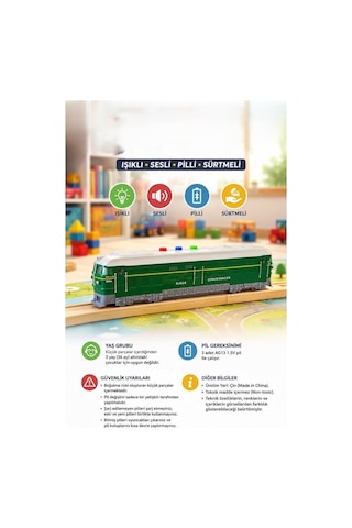 Conveyancer Sesli Ve Işıklı Oyuncak Model Tren - 22 Cm Pilli Eğitici Oyuncak Tren Yeşil