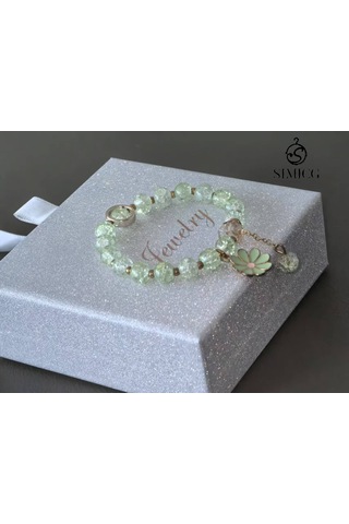 Yeşil Kristal Çiçek Bileziği Yeşil