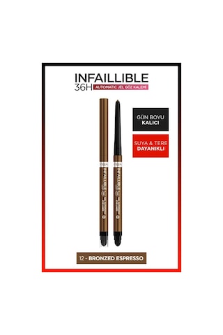 L'Oréal Paris Automatic Jel Infaillible Göz Kalemi 12 Bronzed Espresso