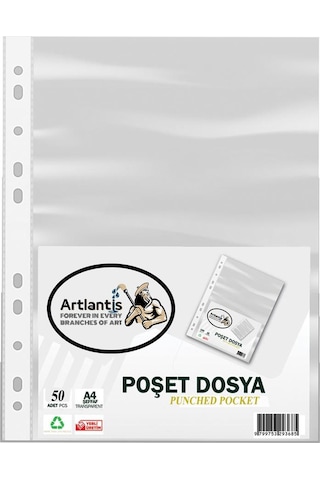 Poşet Dosya 50 Li A-4 Şeffaf Föy Dosya 1 Paket Artlantis Ofis Oku