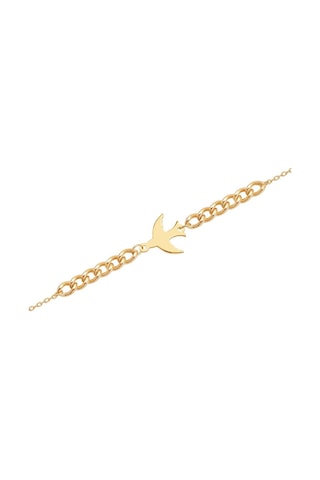 Diamond Line - Gülaylar - Sarı Altın 14 Ayar Kuş Bileklik Standart Sarı Altın