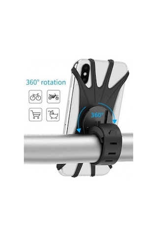 Zhltools Bisiklet Motorsiklet Atv Motosiklet Gidon Telefon Tutucu Tutacağı Lastikli Akrobat Siyah Siyah