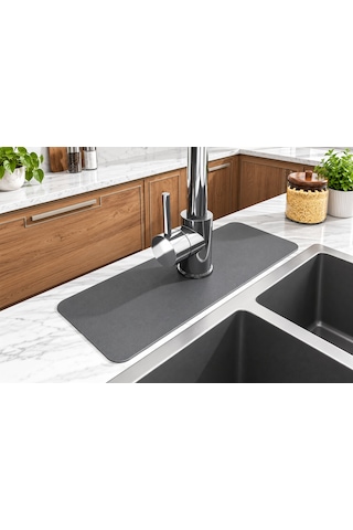 Su Emici Sihirli Lavabo Kenar Matı 38x13cm Antrasit
