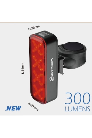 Briviga Lw-r300 Usb Şarjlı 300 Lümen Akıllı Arka Lamba Fren Sensörü Siyah