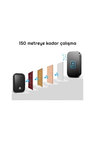 Kablosuz Kapı Zili Pil Gerekmez Su Geçirmez Alfalink Kapı Zili Kiti 1 Alıcı 1 Zil 60 Melodi,5 Ses Seviyesi