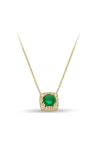 Çgk Çiğdem Gürel Kuyumculuk Yeşil Taşlı Altın Kolye 14k Gold