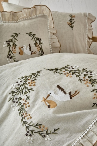 Ecocotton Polina Kız Bebek Nevresim Takımı Keten El Nakışlı Bej 100 x 150 CM