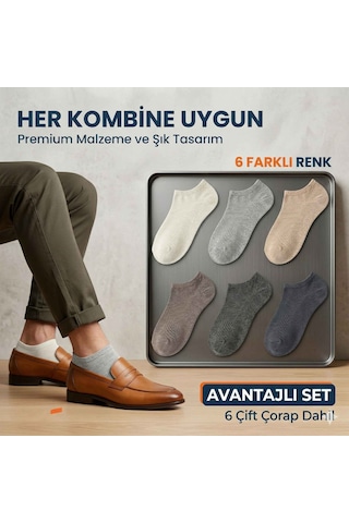 Womanandkids Wak Erkek Görünmez Çorap 6 Lı Set, Babet Kesim, Yumuşak Ve Esnek Yapı, Krem, Açık Gri, Bej, Vizon, A 6 Lı Çok Renkli