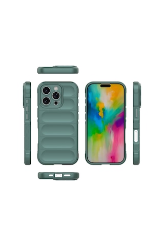 Tuva Teknoloji Apple Uyumlu iPhone 16 Pro Kılıf Esnek Tpu Oyuklu Arka Yüzey Tasarımlı Etnik Silikon Kapa Siyah