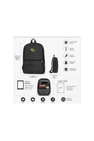 Newish Polo Unisex Laptop Tablet Bölmeli Minimal Sırt Çantası - Gri