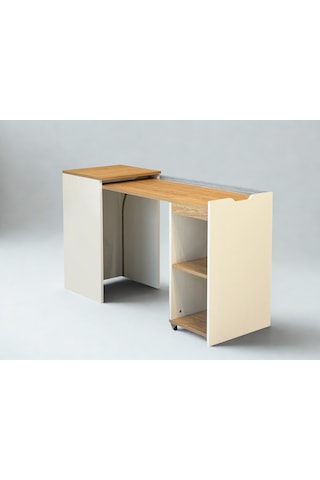 Montreal Katlanabilir Çalışma Masası Krem Sedef 50x80x144 Cm Atlanltik Çam