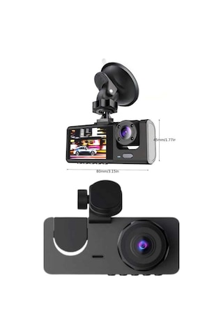 Yol Kayıt Araç Kamerası Hd Dvr 3 Kameralı 2.0in Ekranlı Ön İç Ark