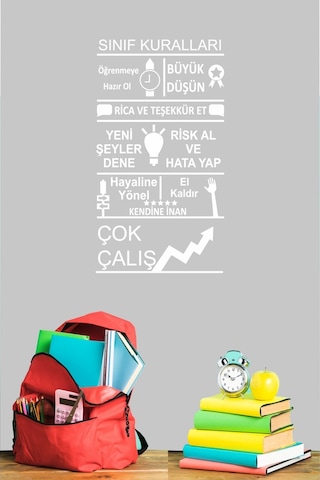 Sınıf Kuralları Dekoratif Duvar Sticker (58X32 Cm)