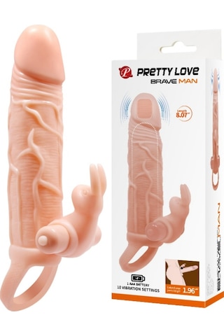 Lilitu Shop Pretty Love 2622 5 CM Dolgu Uzatmalı 10 Fonksiyonlu Çift Titreşimli Penis Kılıfı Vibratör