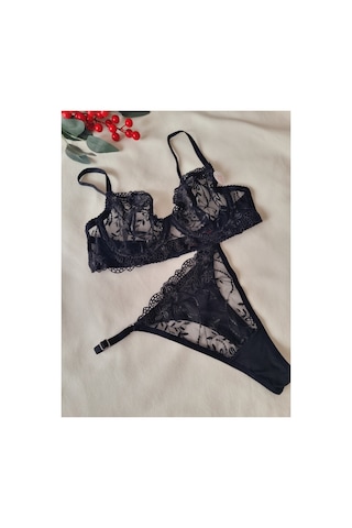 Demirsa Boutique Siyah Dantelli Bralet Takım Sütyen&tanga Siyah