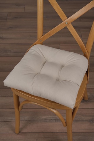 Altınpamuk 4'lü Lüx Gold Pofidik Bej Sandalye Minderi Özel Dikişli Bağcıklı 40x40cm Bej