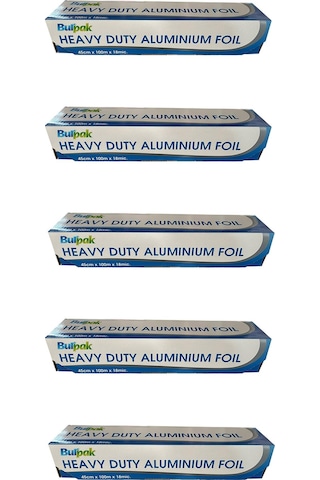 Burpak Heavy Duty Ağır Hizmet Tipi Alüminyum Folyo - 45 Cm. X 100 Metre - 18 Mikron - 5 Paket