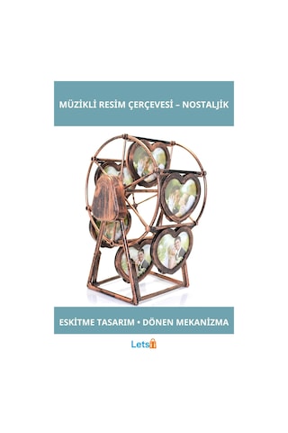 Vintage Dönen Müzikli Resim Çerçevesi Şık Dekoratif Obje