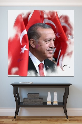 Recep Tayyip Erdoğan Yağlıboya Efektli Başkan Erdoğan Rte Kanvas Tablo 7 Farklı Ölçü