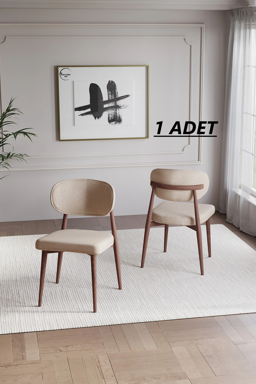 Bohem Polo Mutfak Sandalyesi Ahşap Görünümlü Metal Kapiçino Ahşap Görünümlü