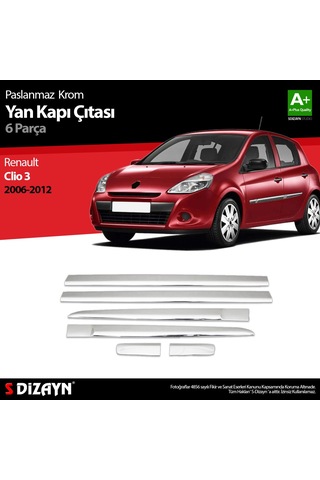 S-Dizayn  Renault Clio 3 Hb Krom Yan Kapı Çıtası 6 Prç 2006-2012