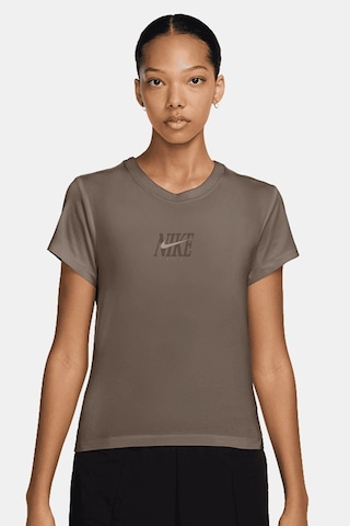 Hq1707-100 Nike Slim Phoenix Womens Brown Tshirt Kısa Kollu Kadın Tişört Kahverengi
