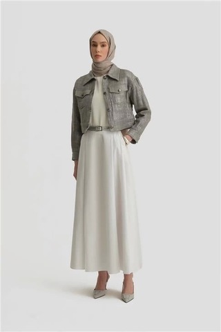 Armine Parlak Baskılı Tüvit Ceket 25y5900 Gri Gri