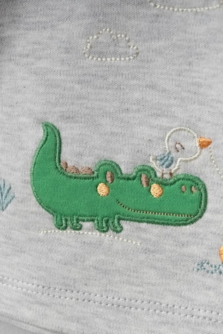 Bebitof %100 Pamuk Sevimli Kuş Ve Timsah Desenli Bebek 5 Parça Yenidoğan Hastane Çıkışı Zıbın Seti Bbtf.grm.20108 Gri Melanj