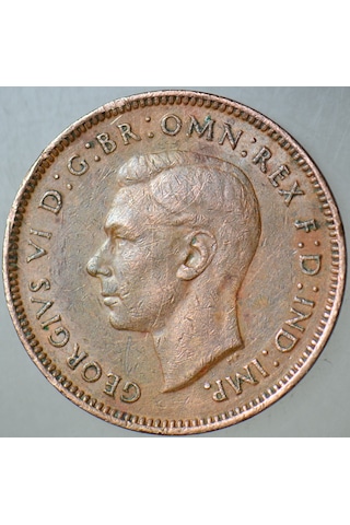 Birleşik Krallık Farthıng 1944 Çeyrek Penny . 6. George- Iı. Dünya Savaşı Dönemi. Çalıkuşu 20 Mm