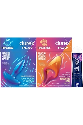 Durex Titreşimli Anal Plug Tıkaç + Çoklu Erojen Bölge Uyarıcı + Extreme Anal Kayganlaştırıcı Jel 50 ML