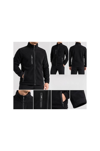 Riyal Textil 3 Cepli Polar Ceket Şık Ve Rahat Siyah Siyah