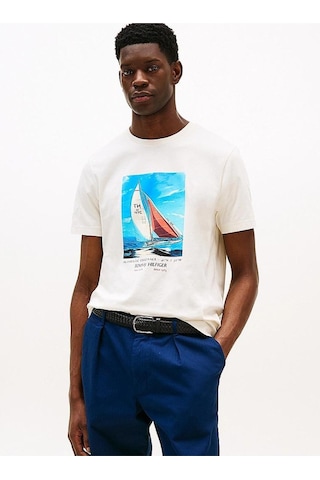 Erkek Hılfıger Color Photo Prınt Tee T-shirt Sarı