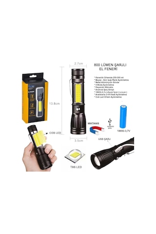 Uzun Menzilli El Feneri Mıknatıslı Wt-602 Renkli