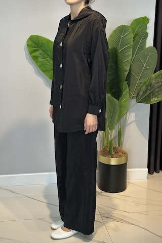 Lale Butik Çıt Çıt Detay Pantolon Takım 19534 Siyah
