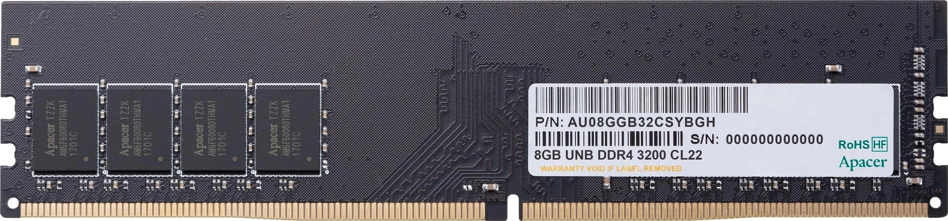 Apacer 8 Gb 1x8gb 3200mhz Cl22 Ddr4 Ram Au08ggb32csybgh Pc Bellek