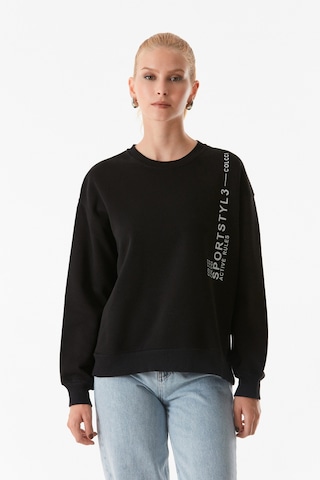 Fullamoda Yazı Baskılı Bisiklet Yaka Sweatshirt 25kgb4430213732-siyah Siyah
