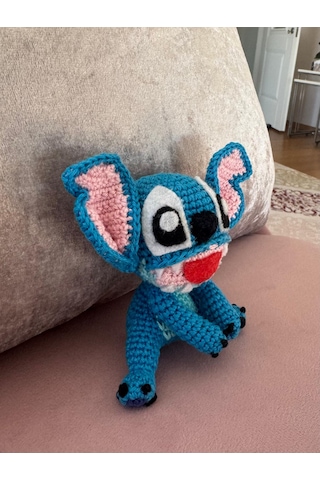 Mini Oturan Stitch Amigurumi Figür 12 Cm 001