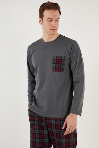 Buratti Ekoseli Cepli Beli Lastikli % 100 Pamuk Regular Fit Erkek Pijama Takımı 6572001 Antrasit