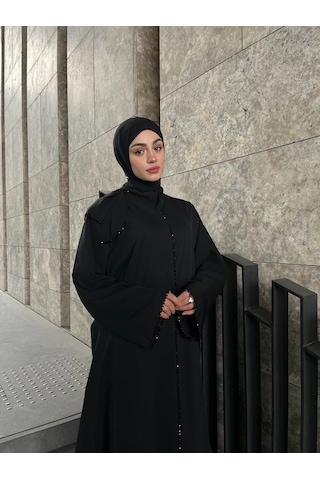 Şakika Kadın Jawhara Abaya Ferace & Şal - Standart Beden & Farklı Boy Siyah