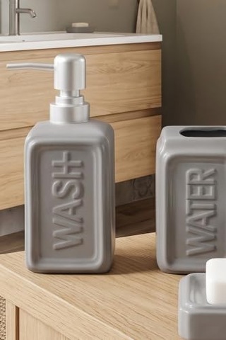 Perotti 13891 Well Stoneware 4 Parça Banyo Seti Gri Çok Renkli