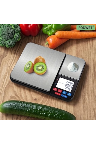 Motion003 Fodwet Çift Platformlu Dijital Mutfak Terazisi Paslanmaz Çelikli Siyah 5kg 0 1g 500g 0 01g Hassas Tartım 4 99kg 16oz Kapasite Paslanmaz Çelikli Siyah