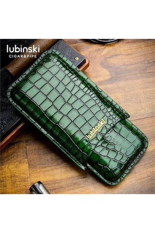 Lubinski Deri 3'lü Puro Kılıfı Siyah Desenli 60 Ring Lb-533