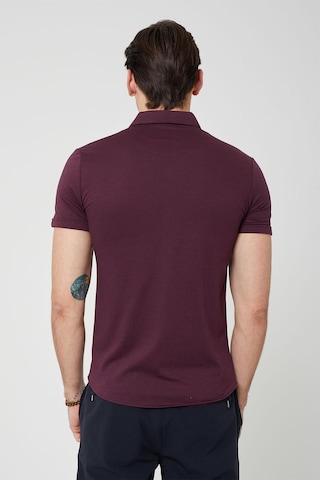 Coonless Erkek Kısa Kol Slim Fit Gömlek Bordo Beyaz