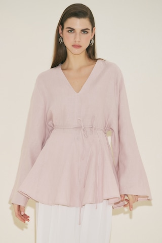 Manuka %100 Keten Volümlü Tunik Pembe Ss26tnk00002-78 Pembe
