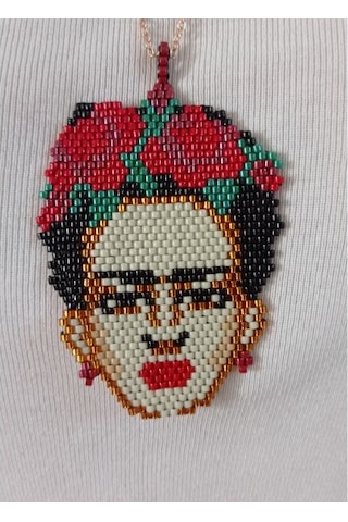 Miyuki Kırmızı Frida Kahlo Kolye Altın